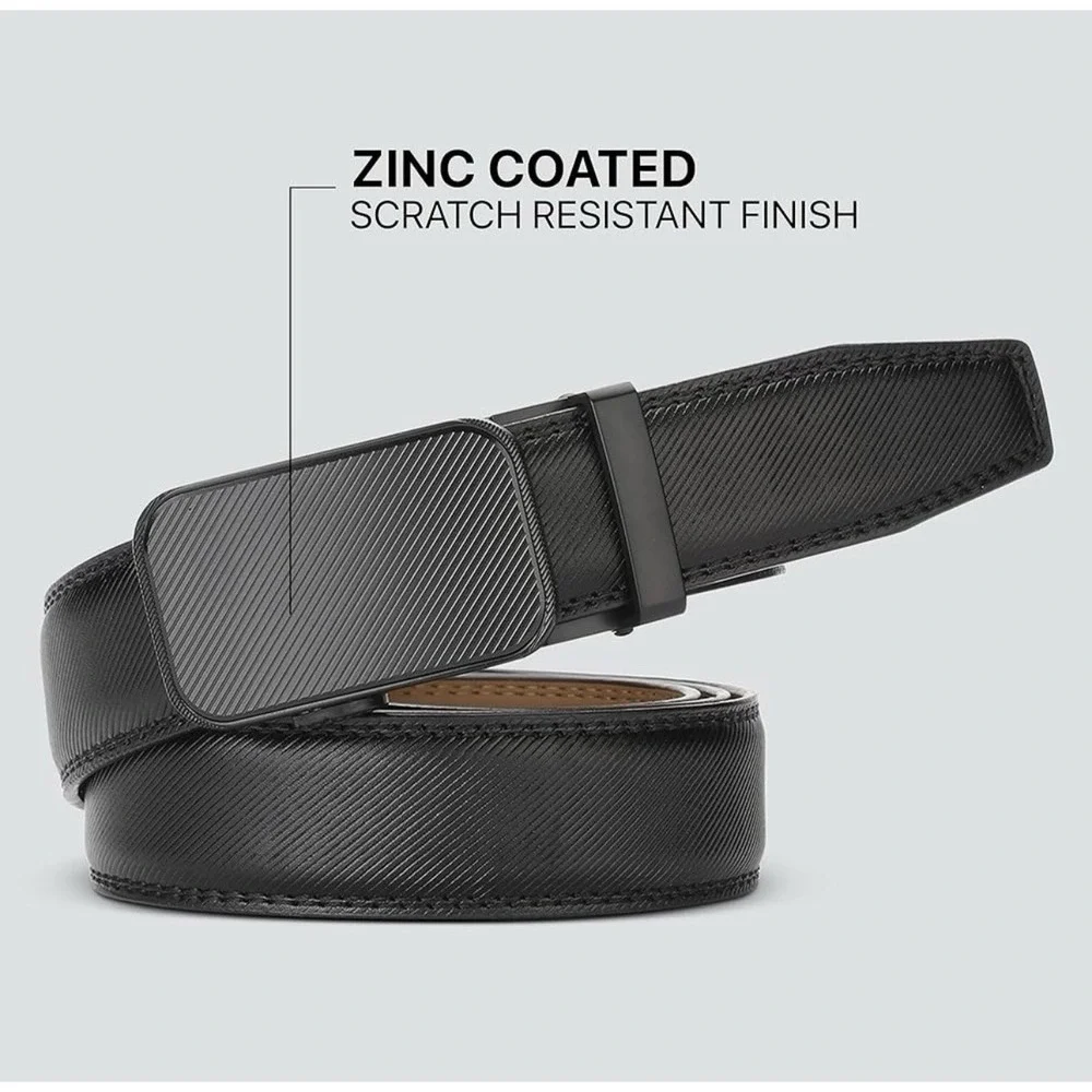 Marino Mens Dress Belt Genuine Leather Ratchet Buckle Black 51